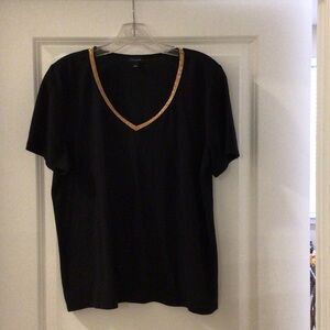Talbots Black Tee with Gold Accent Size L
